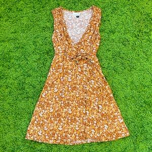 floral wrap v neck mini sleeveless summer dress